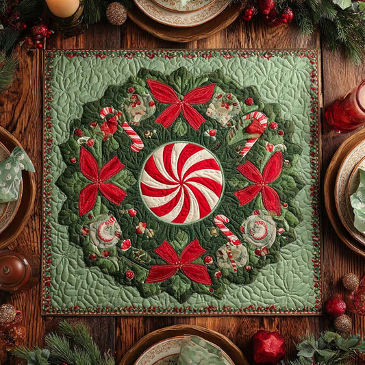 Holly Peppermint Delight Quilted Table Topper NCU0NXD206