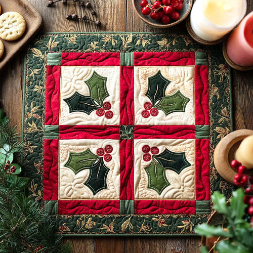Holly Quartet Quilted Table Topper NCU0NTV137