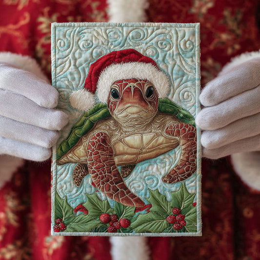 Holly Turtle Wandered Quilted Fabric Postcard NCU0PTT2409