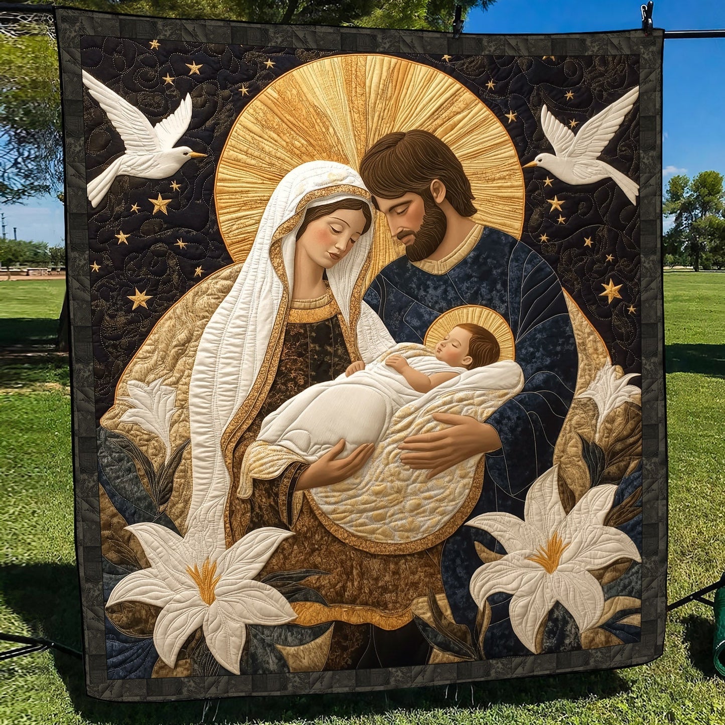 Holy Birth Scene Quilted Blanket NCU0TL1735