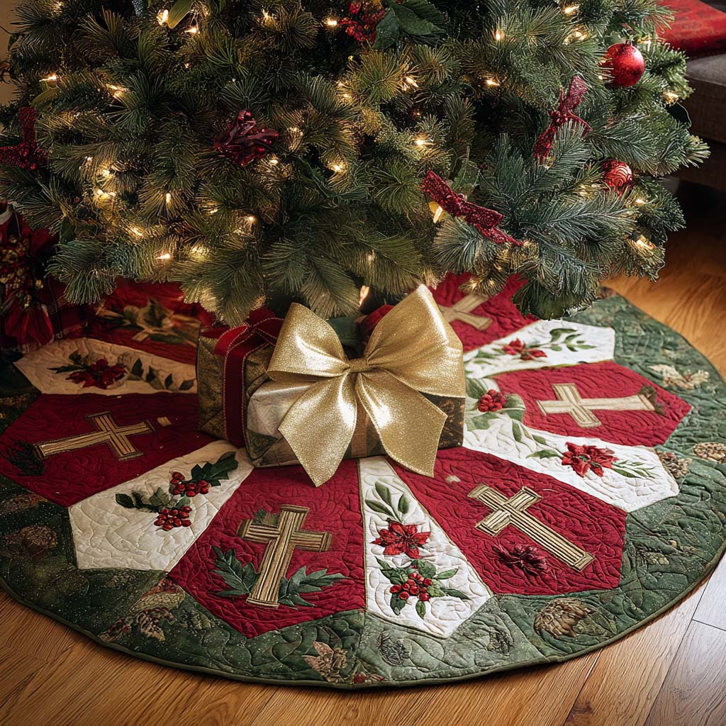 Holy Cross Night Christmas Quilted Tree Skirt NCU0NNT2489