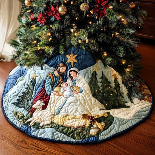 Holy Nativity Serenity Christmas Quilted Tree Skirt NCU0HTT035