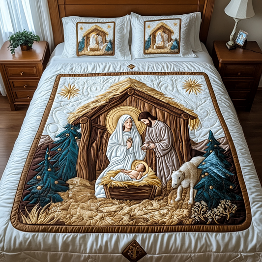 Holy Night Bliss 3-Piece Quilted Bedding Set NCU0VH840