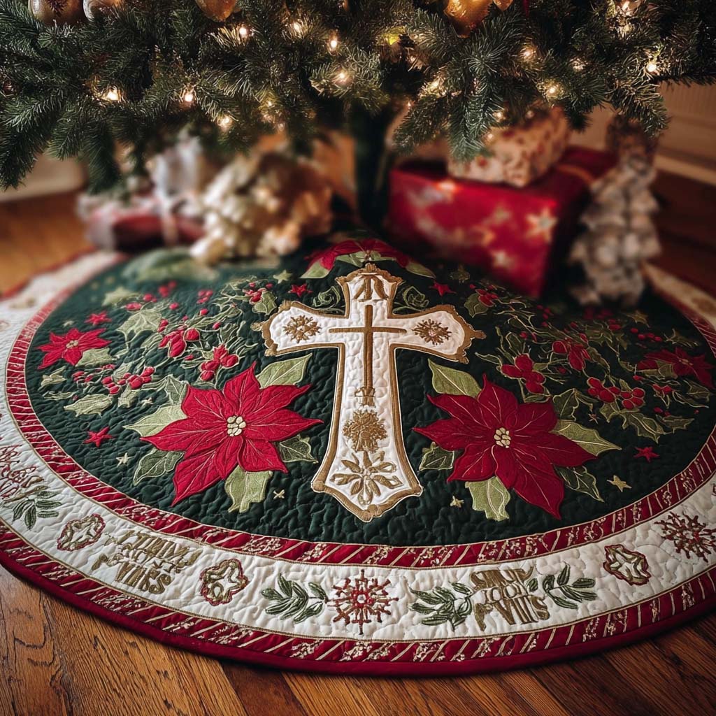 Holy Night Cross Christmas Quilted Tree Skirt NCU0NNT2490