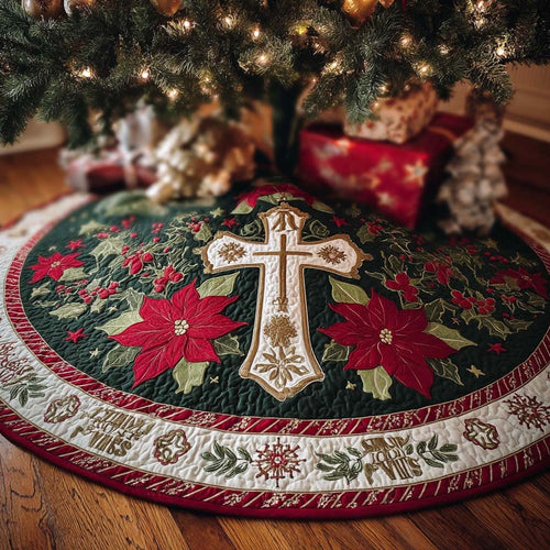 Holy Night Cross Christmas Quilted Tree Skirt NCU0NNT2490