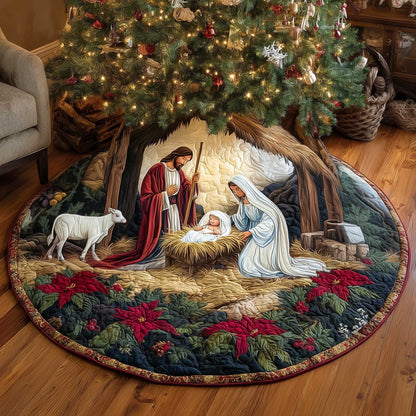 Holy Night Nativity Christmas Quilted Tree Skirt NCU0HTT025