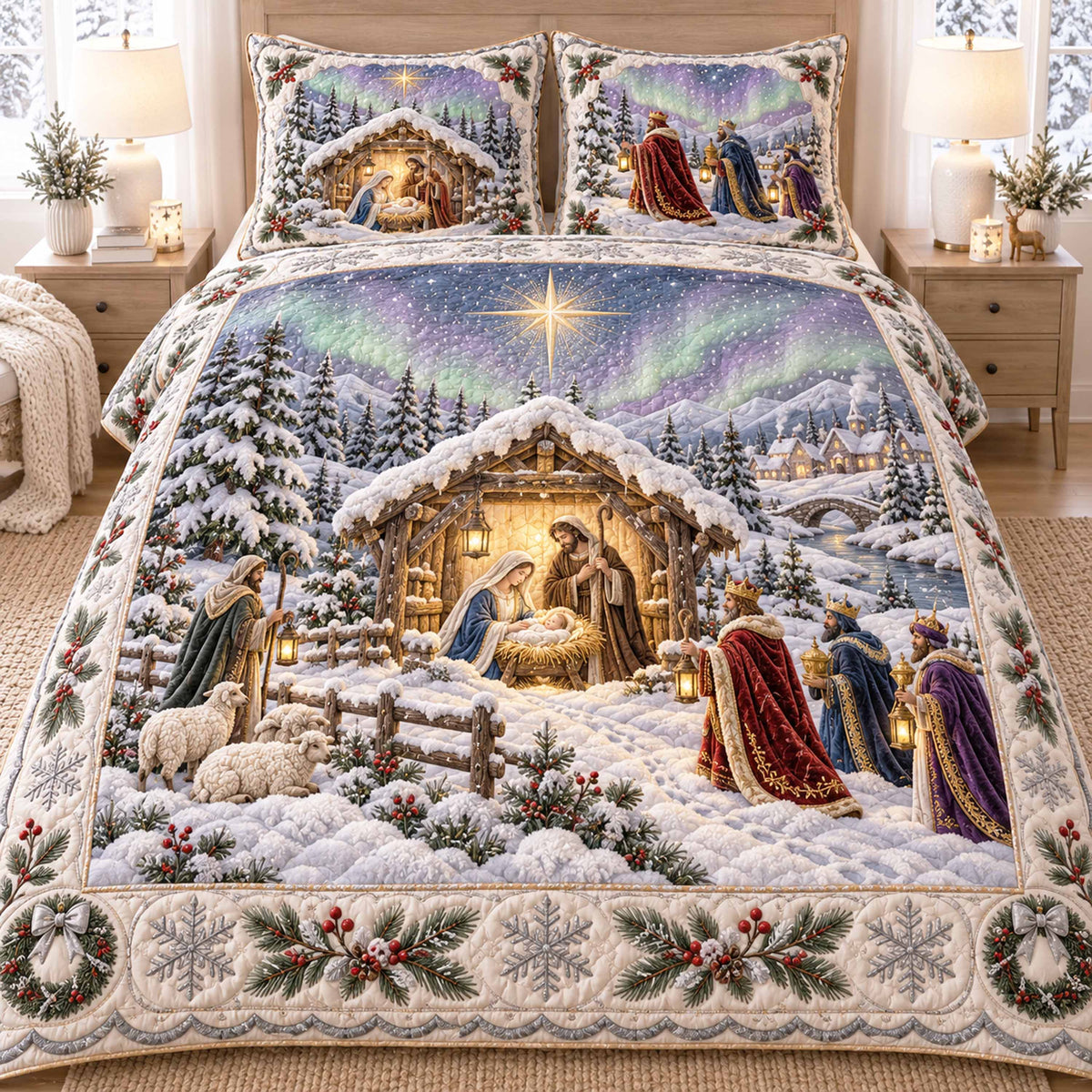 Holy Radiance 3-Piece Quilted Bedding Set NCU0NTD2311