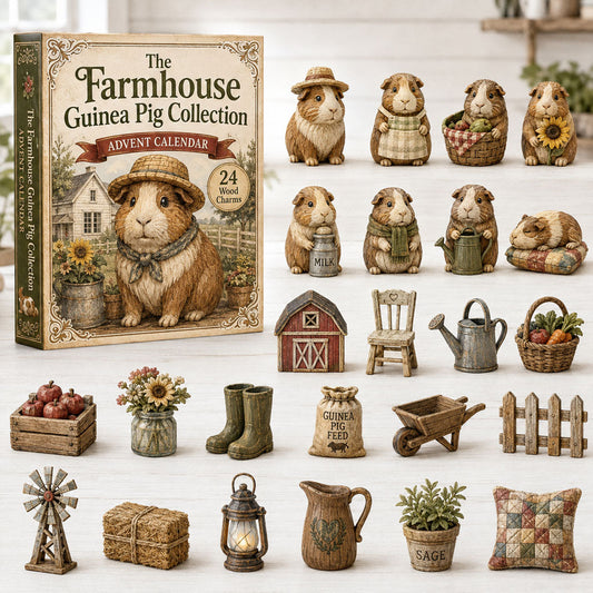 CHRISTMAS KICKOFF 40% OFF - Homestead Guinea Advent Calendar 2026 - 24-Day Festive Countdown, Wooden Charms Blind Box - Gift For Guinea Pig Lovers AC0TH054