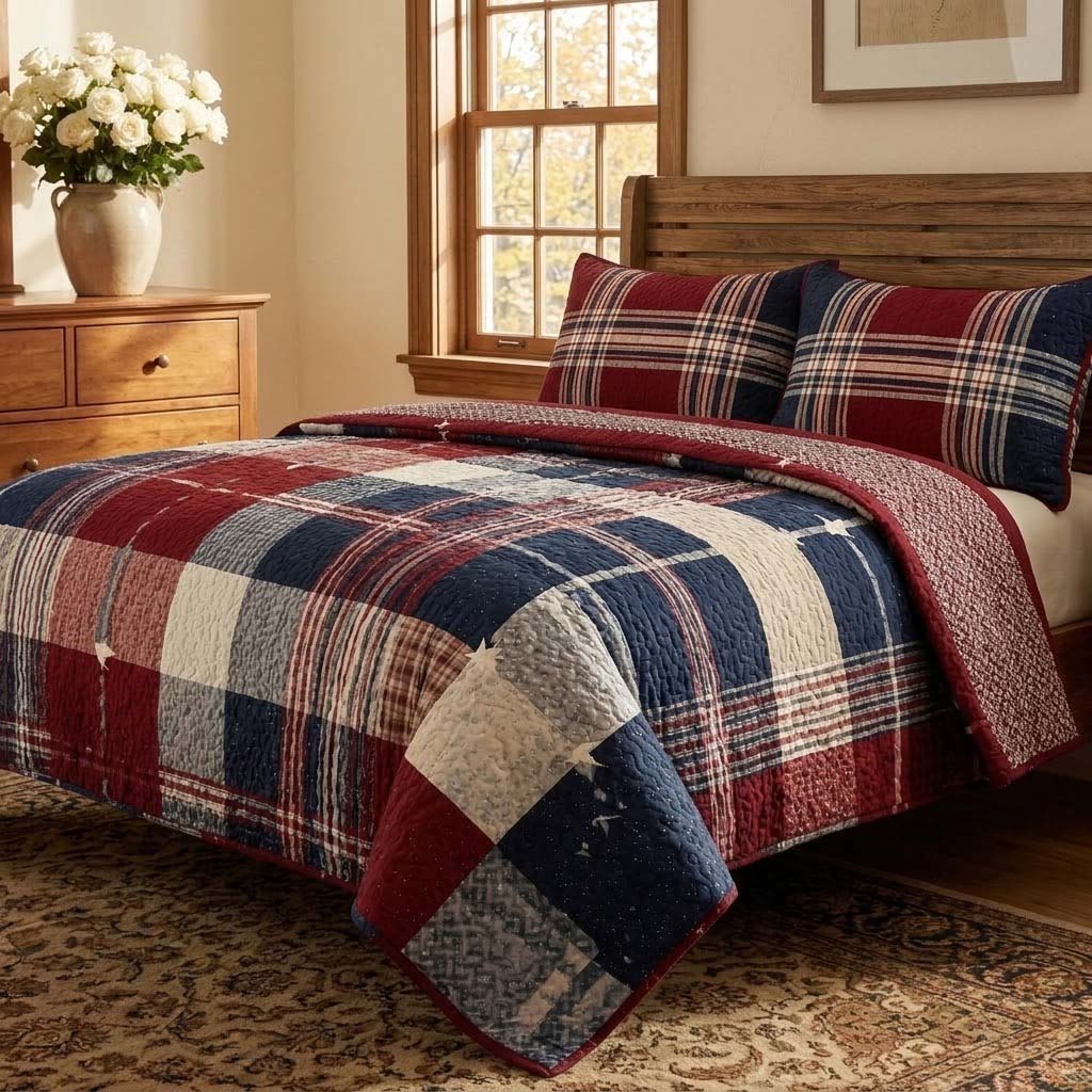 Homestead Plaid 3-Piece Quilted Bedding Set NCU0DQQ0611