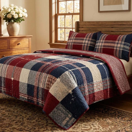 Homestead Plaid 3-Piece Quilted Bedding Set NCU0DQQ0611