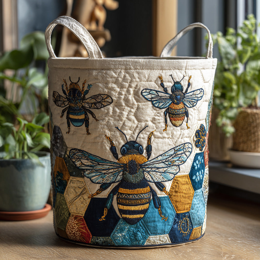 Honey Glow Quilted Laundry Basket NCU0DV1005