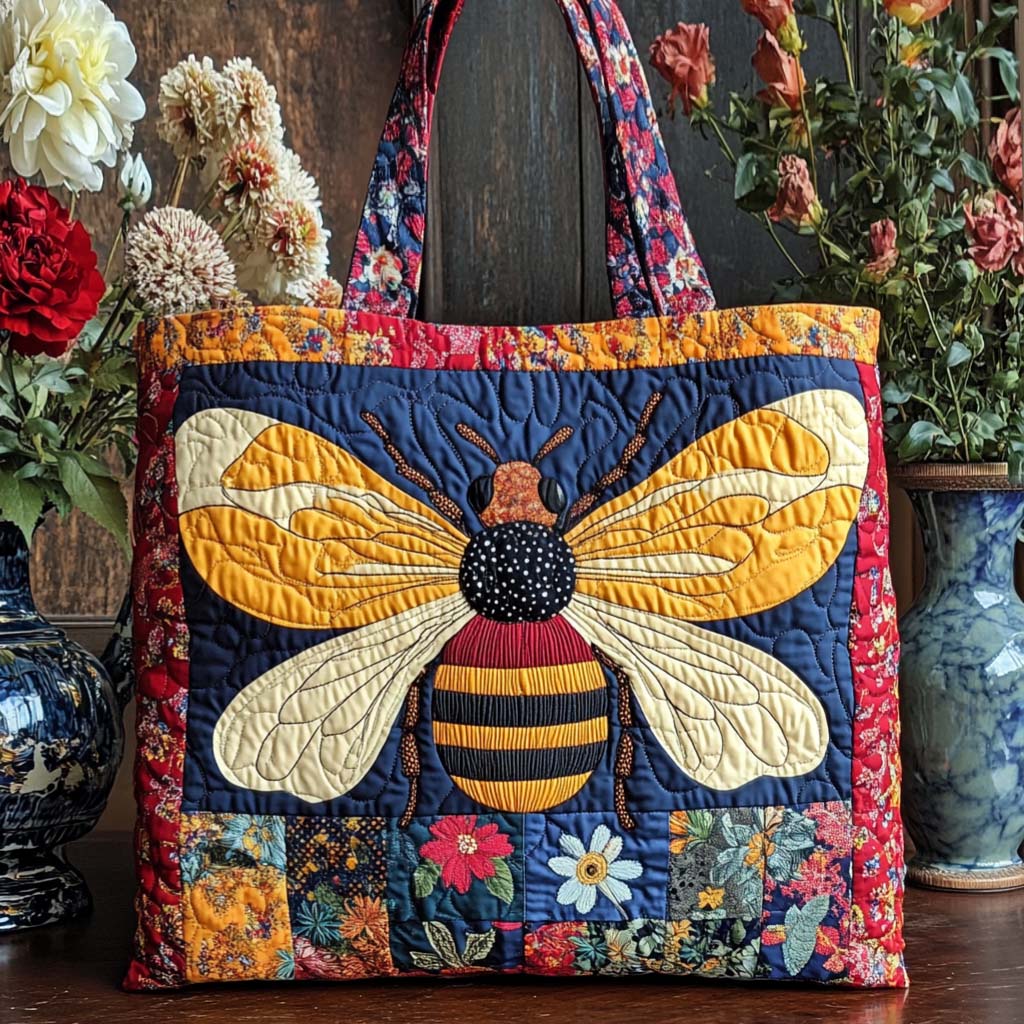 Honey Bee Quilted Tote Bag NCU0NNT1953