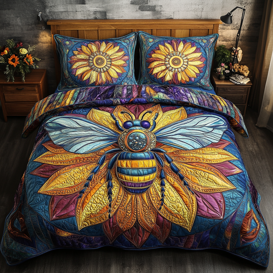 Honey Bloom 3-Piece Quilted Bedding Set NCU0NVH607