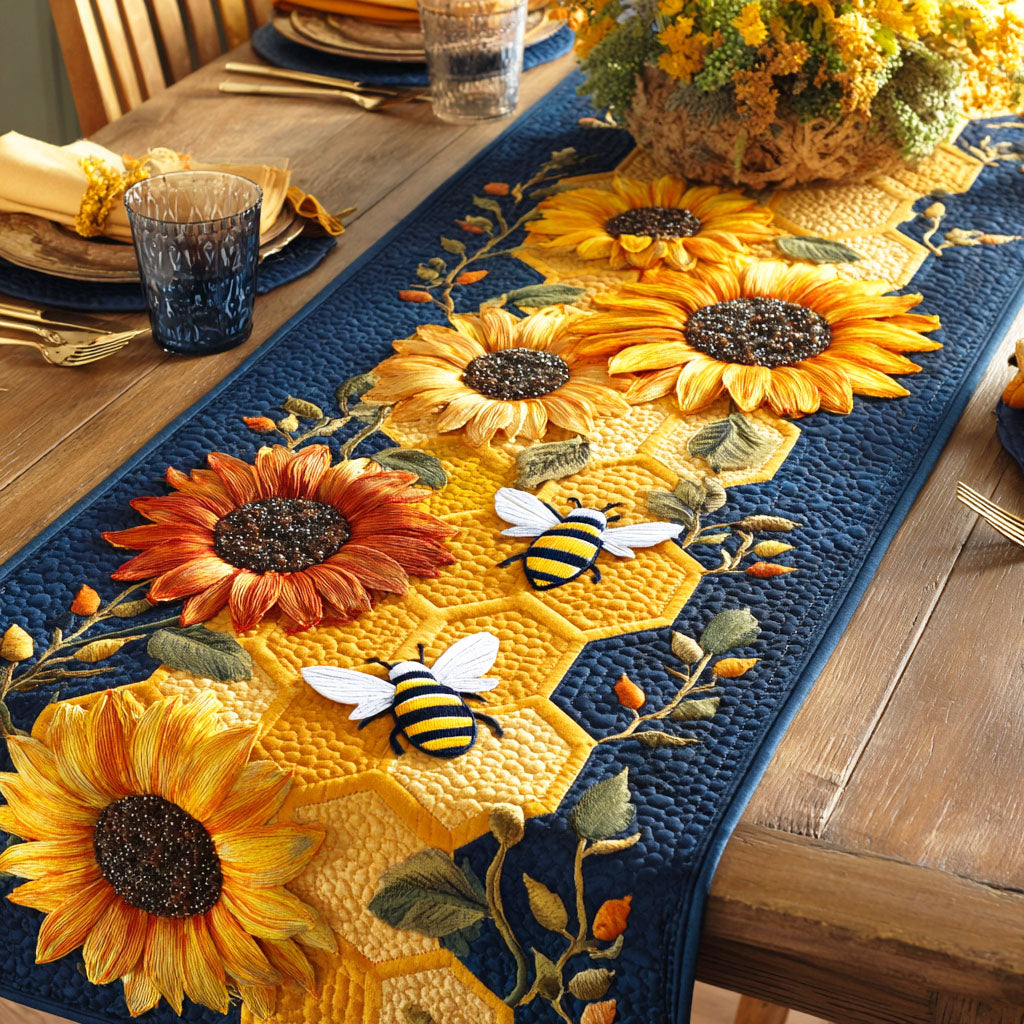 Honey Bloom Field Quilted Table Runner NCU0NTD572