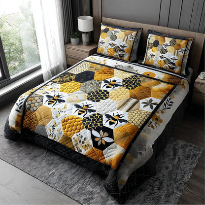 Honeycomb Bee 3-Piece Quilted Bedding Set NCU0HNH296