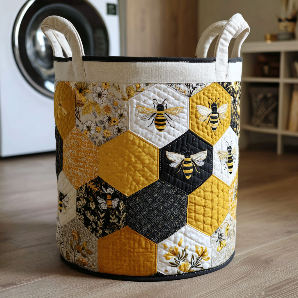 Honeycomb Bee Quilted Laundry Basket NCU0HNH003