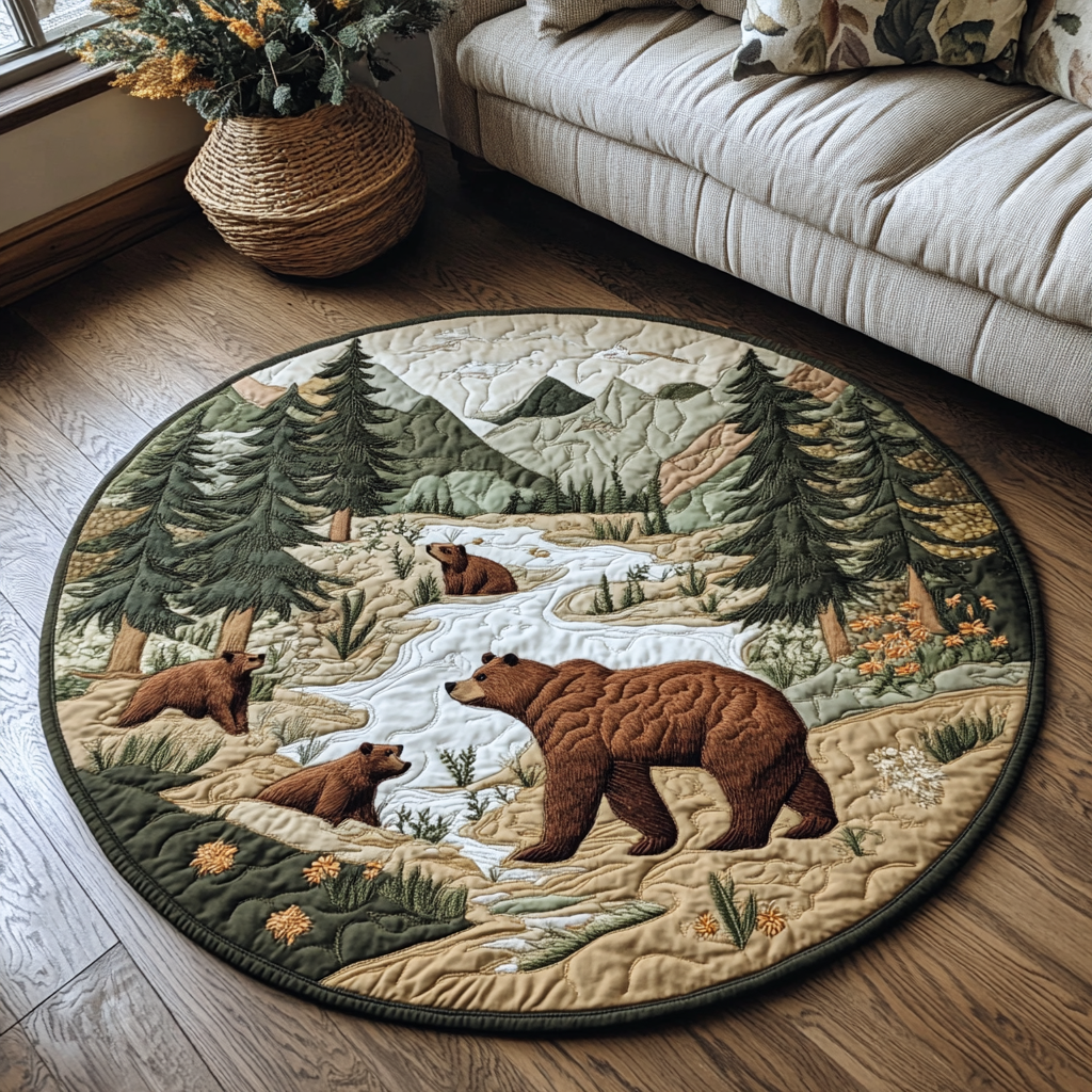 Honeycomb Haven Quilted Round Mat NCU0DK1098