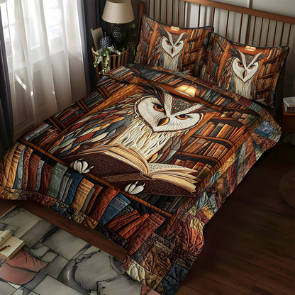 Hoot and Read 3-Piece Quilted Bedding Set NCU0DK1350