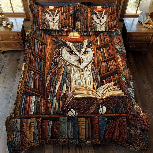 Hoot and Read 3-Piece Quilted Bedding Set NCU0DK1350