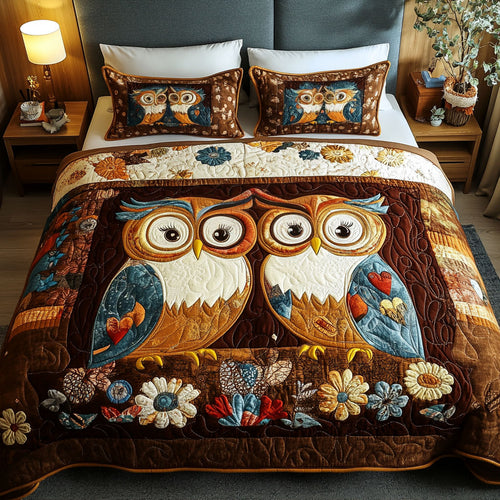 Hooting Hearts 3-Piece Quilted Bedding Set NCU0NNT176