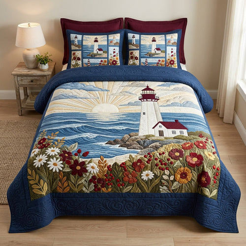 Horizon Lighthouse Bloom 3-Piece Quilted Bedding Set NCU0HNH1143