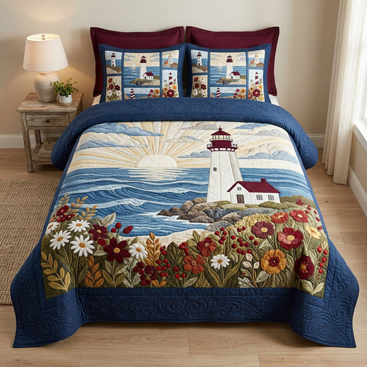 Horizon Lighthouse Bloom 3-Piece Quilted Bedding Set NCU0HNH1143