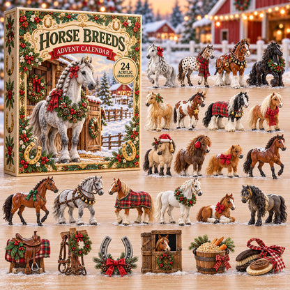 CHRISTMAS KICKOFF 40% OFF - Horse Breeds Advent Calendar 2026 - 24-Day Festive Countdown, Acrylic Charms Blind Box - Gift For Family and Friends AC0TD077