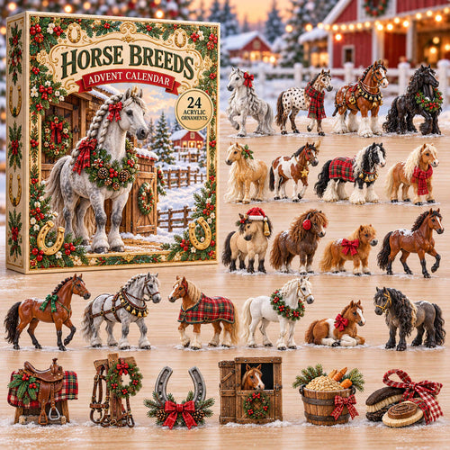CHRISTMAS KICKOFF 40% OFF - Horse Breeds Advent Calendar 2026 - 24-Day Festive Countdown, Acrylic Charms Blind Box - Gift For Family and Friends AC0TD077