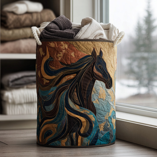 Horse Charm Quilted Laundry Basket NCU0DDK1241