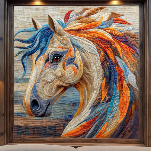 Horse Colorful Mane Quilted Blanket NCU0DV1226