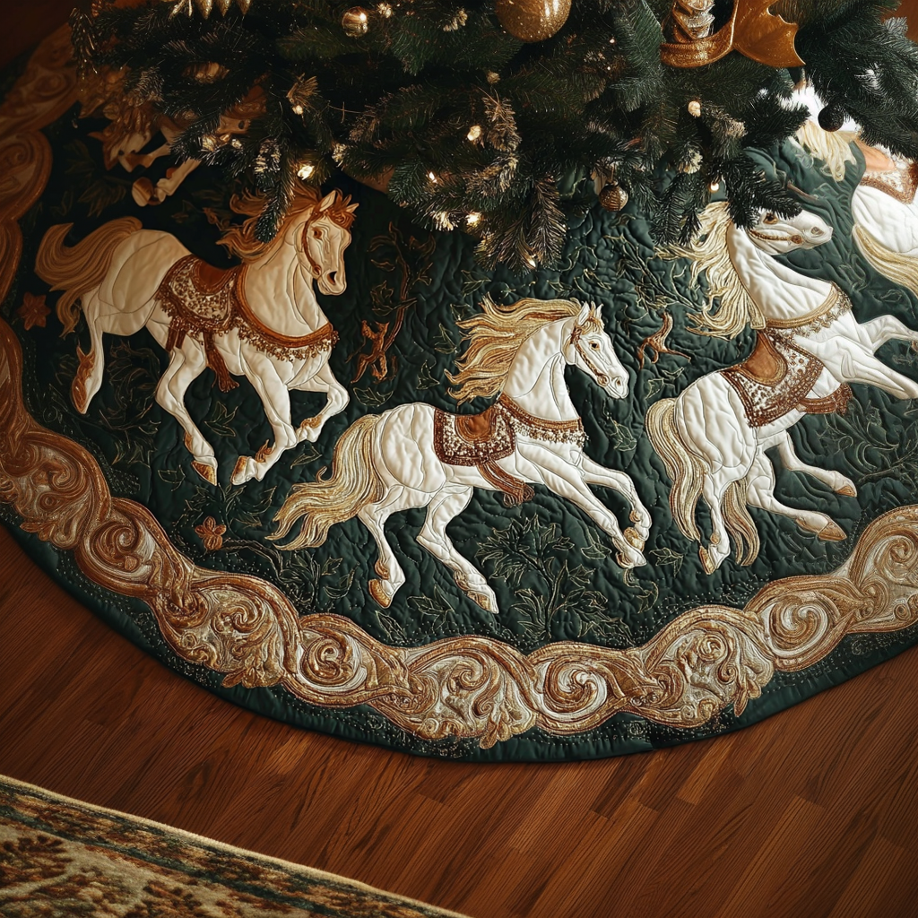 Horse Glory Christmas Quilted Tree Skirt NCU0DDK1683