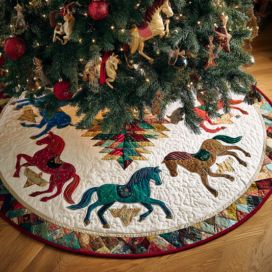 Horse Grace Christmas Quilted Tree Skirt NCU0DDK1689