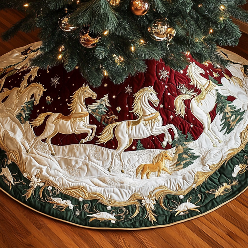 Horse Light Christmas Quilted Tree Skirt NCU0DDK1684