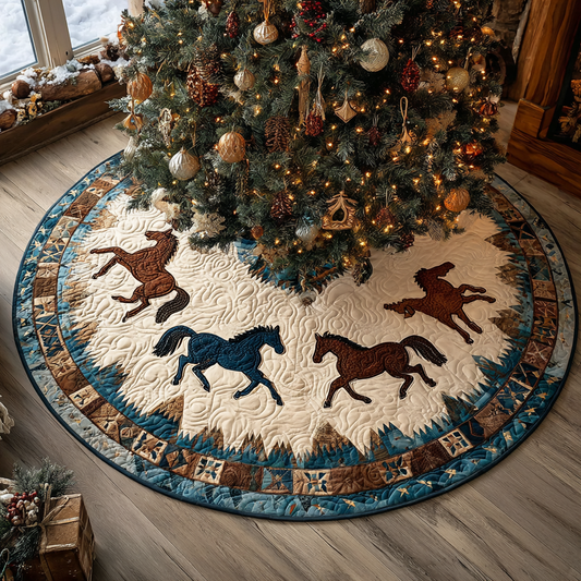 Horse Light Christmas Quilted Tree Skirt NCU0DDK1961