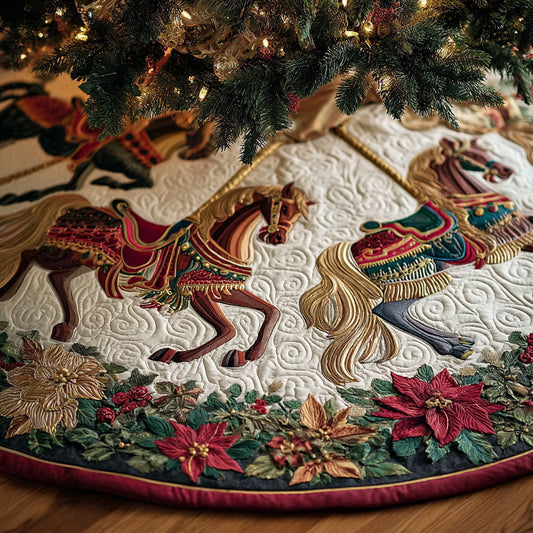 Horse Light Christmas Quilted Tree Skirt NCU0DDK2067