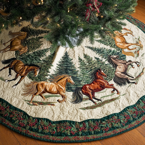 Horse Magic Christmas Quilted Tree Skirt NCU0DDK1686