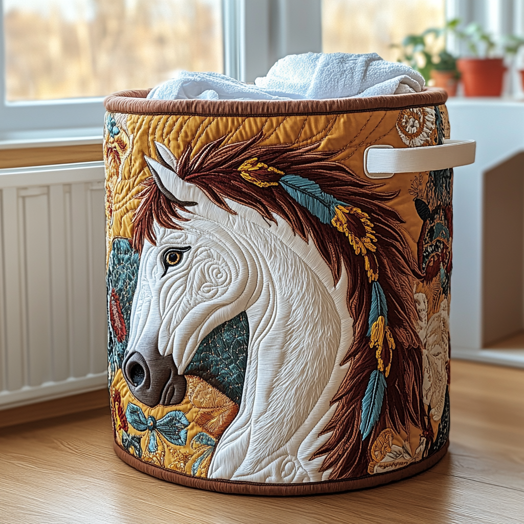 Horse Meadow Quilted Laundry Basket NCU0DDK749