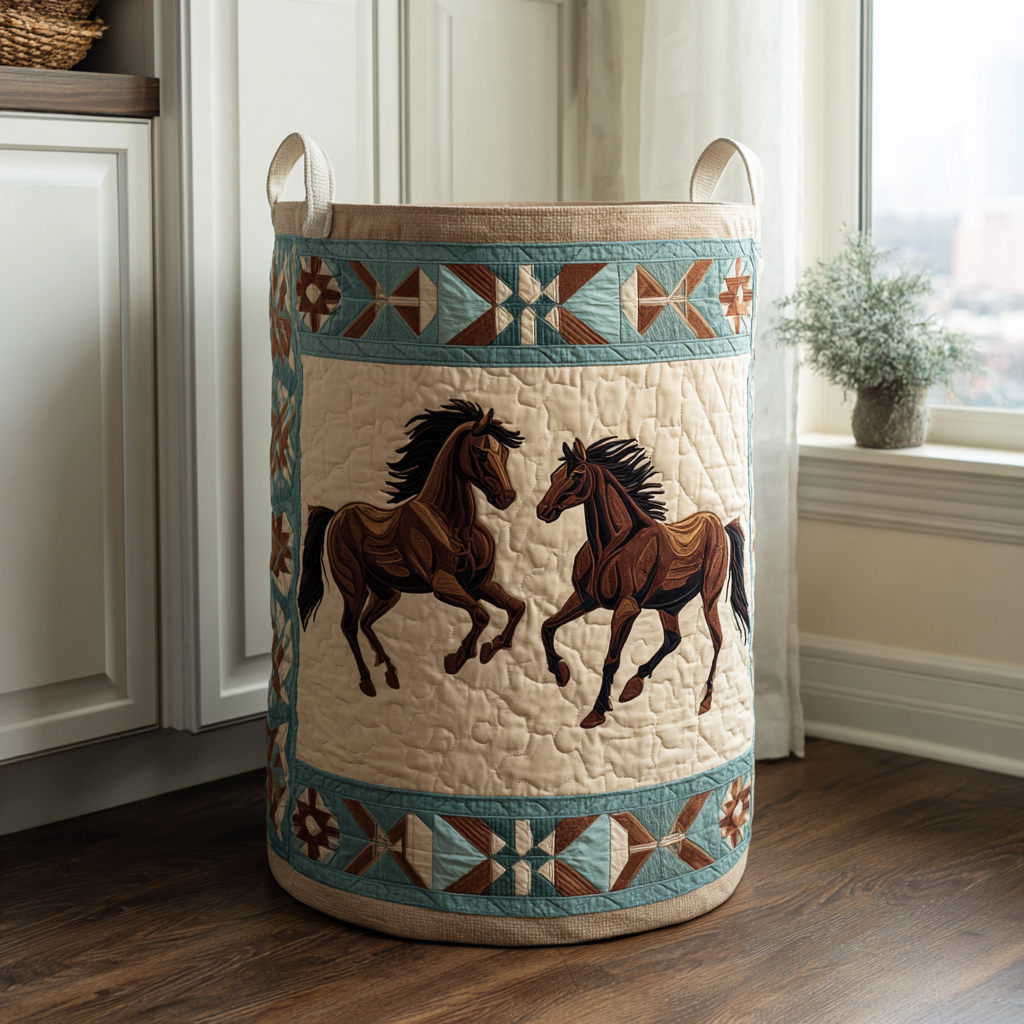Horse Path Quilted Laundry Basket NCU0DDK1595