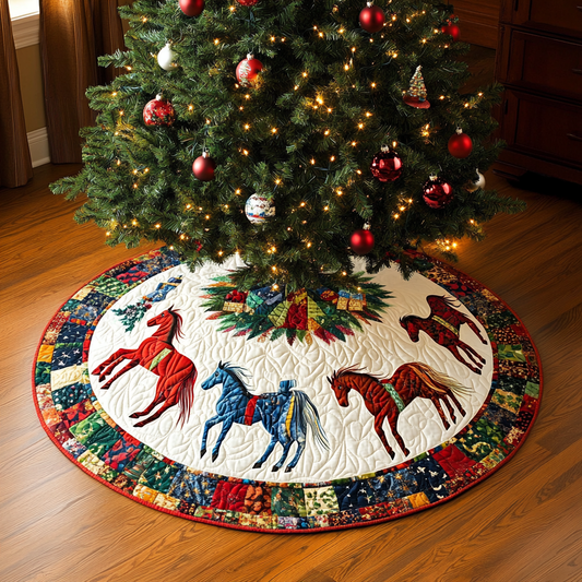 Horse Shine Christmas Quilted Tree Skirt NCU0DDK1688