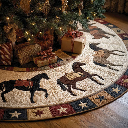 Horse Shine Christmas Quilted Tree Skirt NCU0DDK2071