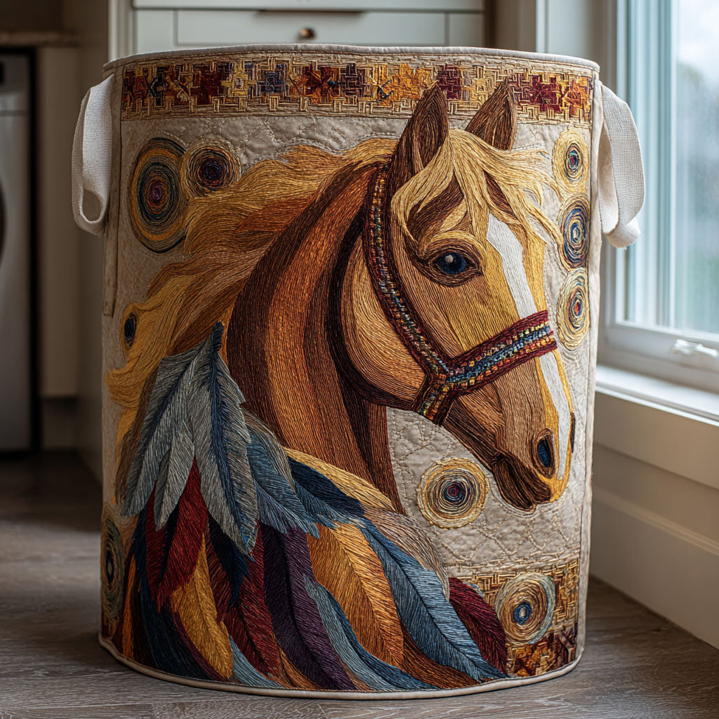 Horse Shine Quilted Laundry Basket NCU0DDK2197