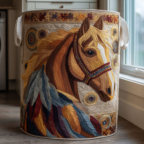 Horse Shine Quilted Laundry Basket NCU0DDK2197