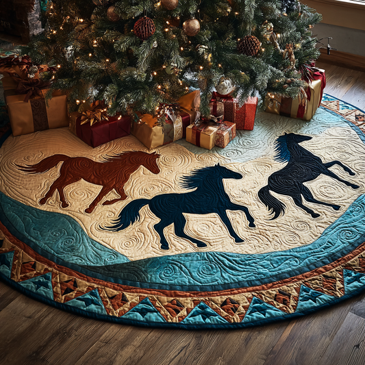 Horse Spirit Christmas Quilted Tree Skirt NCU0DDK1964