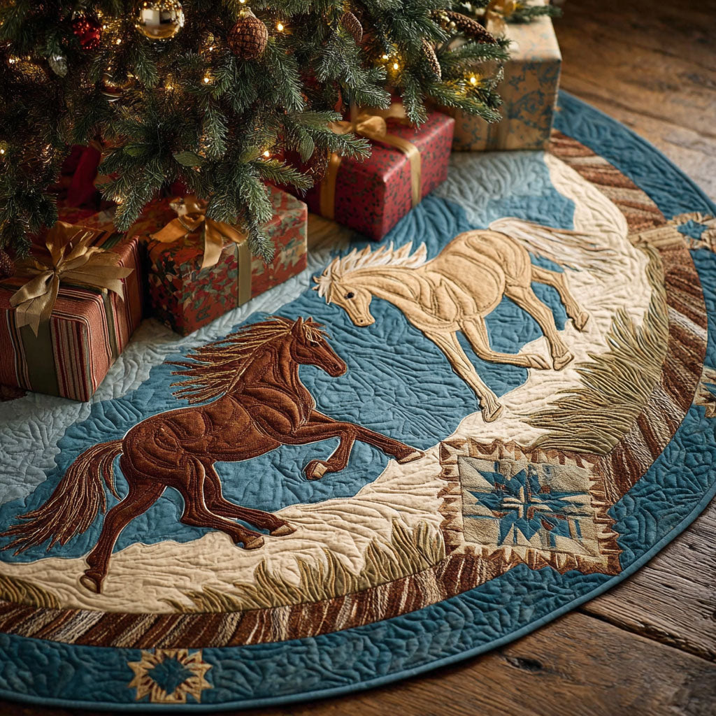 Horse Spirit Christmas Quilted Tree Skirt NCU0DDK2070