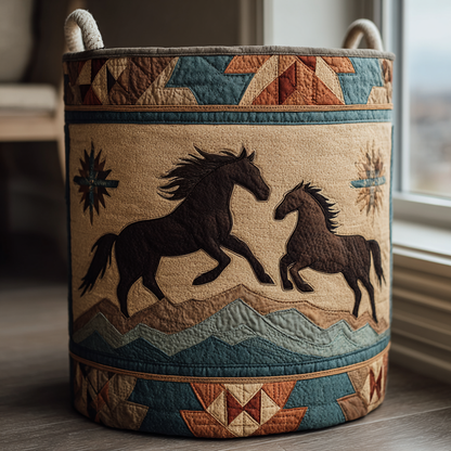 Horse Spirit Quilted Laundry Basket NCU0DDK1596