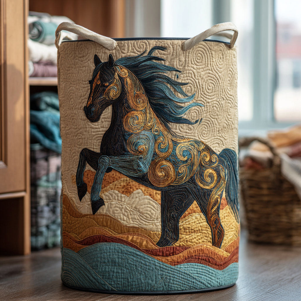 Horse Whisper Quilted Laundry Basket NCU0DDK2200