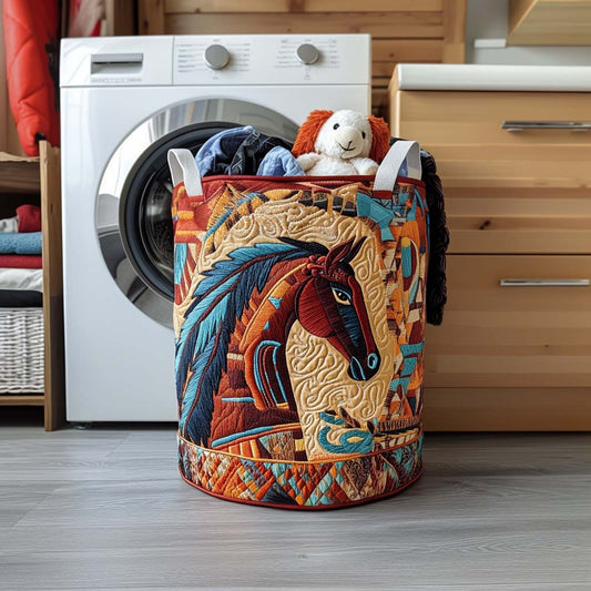 Horse Whisper Quilted Laundry Basket NCU0NNT1153