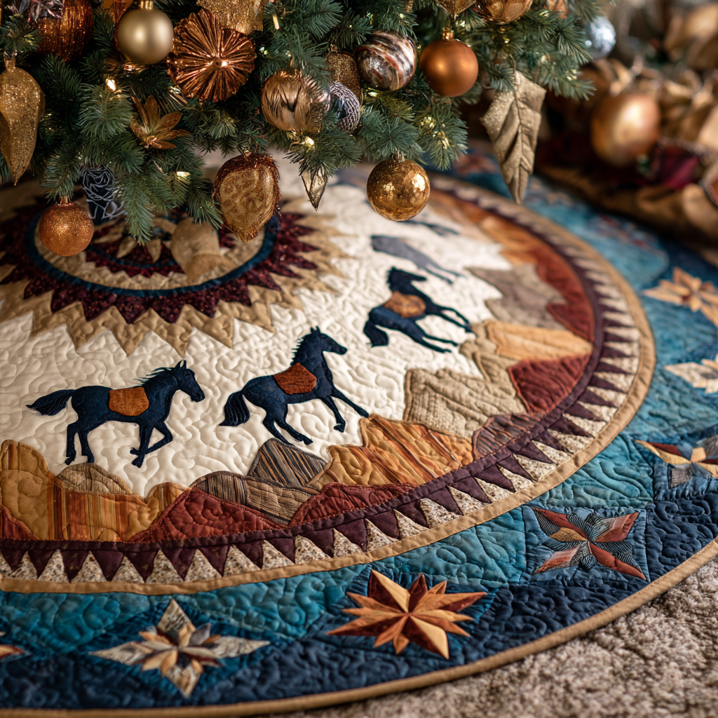 Horse Wonder Christmas Quilted Tree Skirt NCU0DDK1962