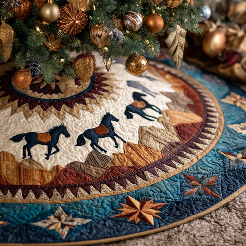 Horse Wonder Christmas Quilted Tree Skirt NCU0DDK1962