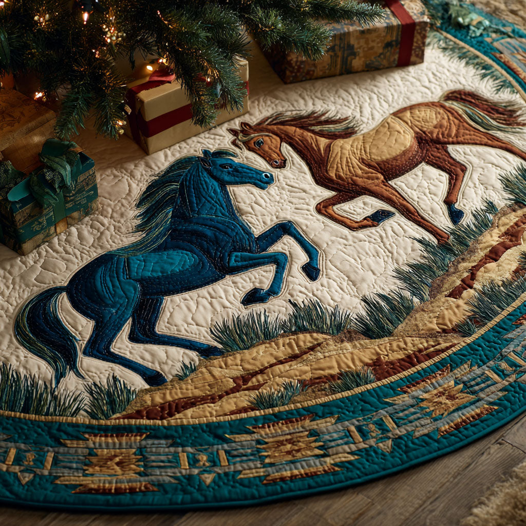 Horse Wonder Christmas Quilted Tree Skirt NCU0DDK2068